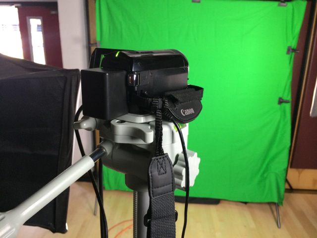 student video production camera and green screen